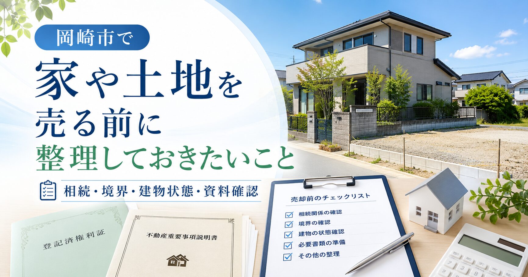 岡崎市で家や土地を売る前に整理しておきたいこと。 相続・境界・建物状況・資料確認