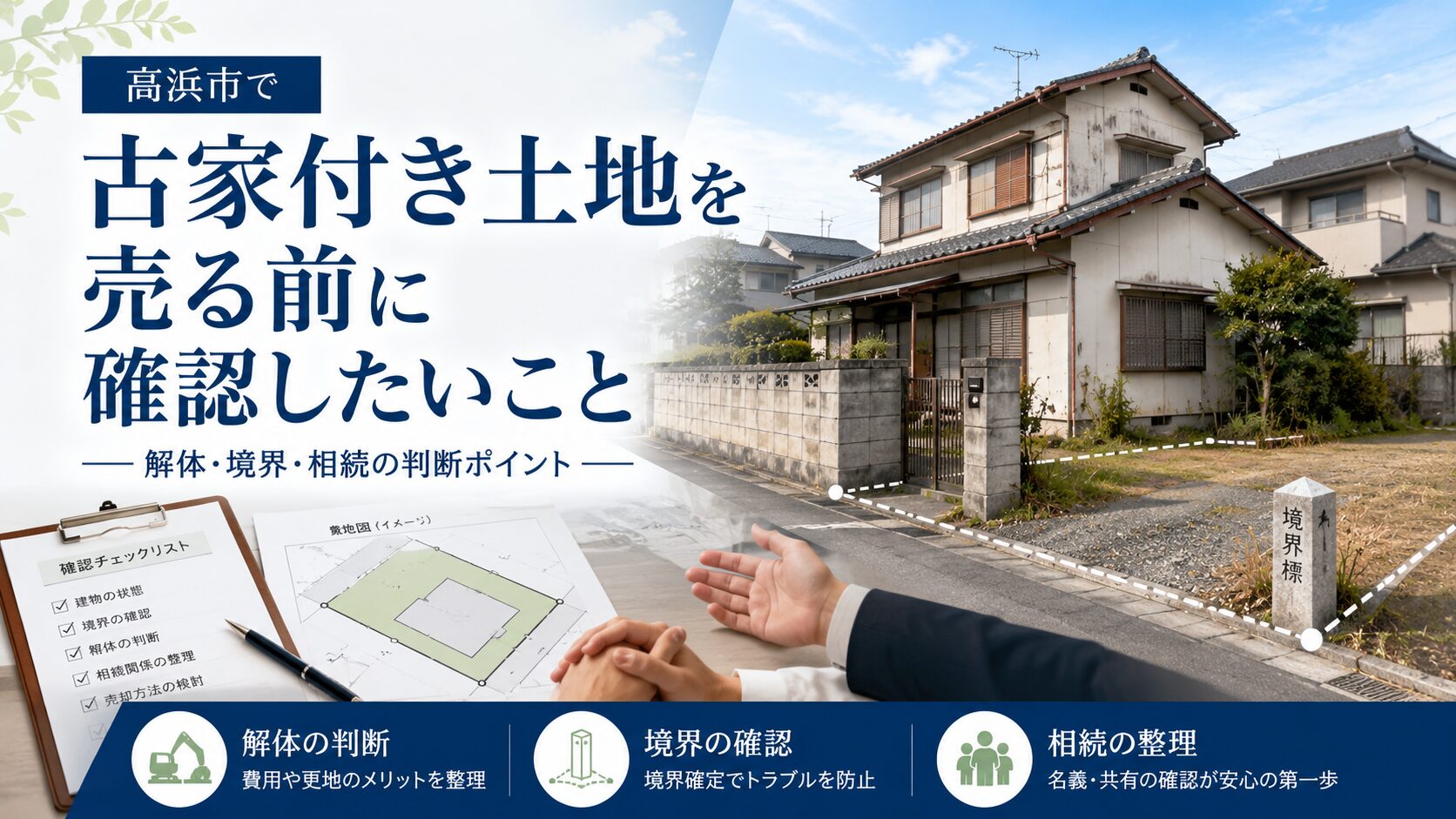 高浜市で古家付き土地を売る前に確認したいこと｜解体・境界・相続の判断ポイント