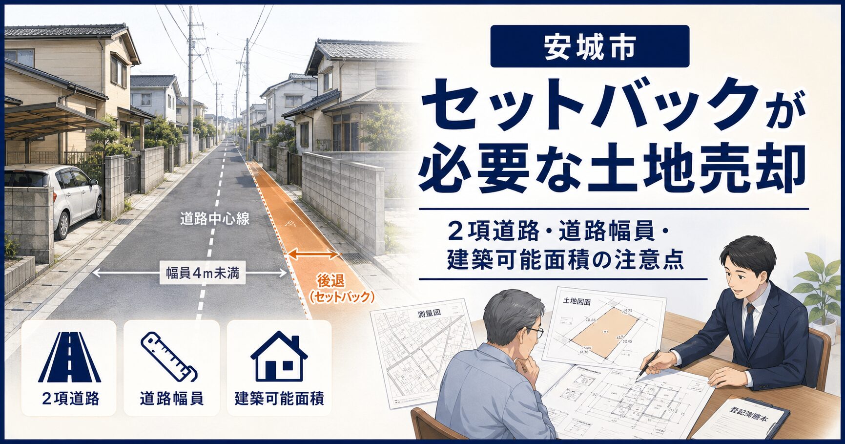 安城市でセットバックが必要な土地を売る方法｜2項道路・道路幅員・建築可能面積の注意点