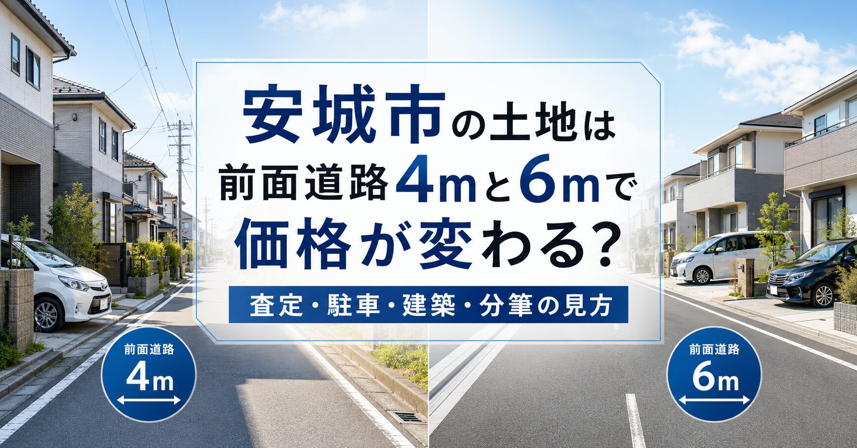 安城市の土地は前面道路4mと6mで価格が変わる？売却査定の見方