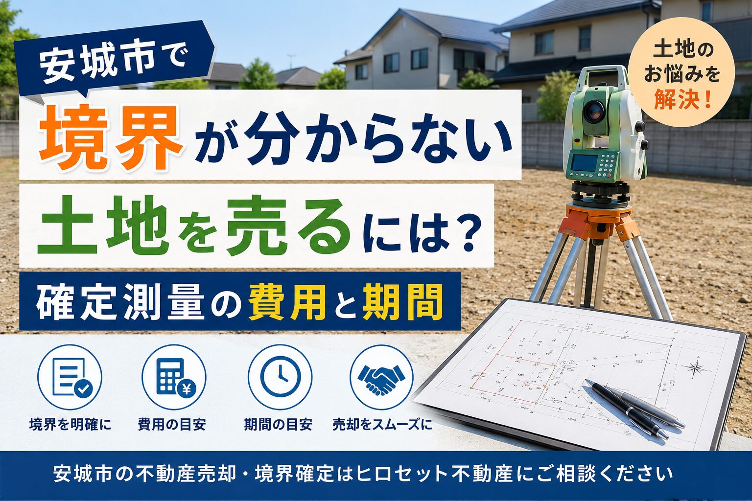 安城市で境界が分からない土地を売るには？確定測量の費用・期間を解説