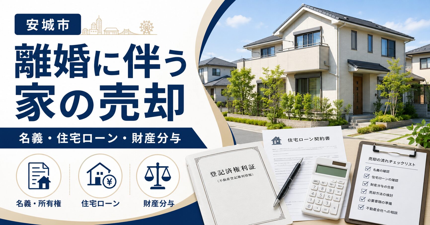 安城市で離婚に伴い家を売るときの名義・住宅ローン・財産分与の整理