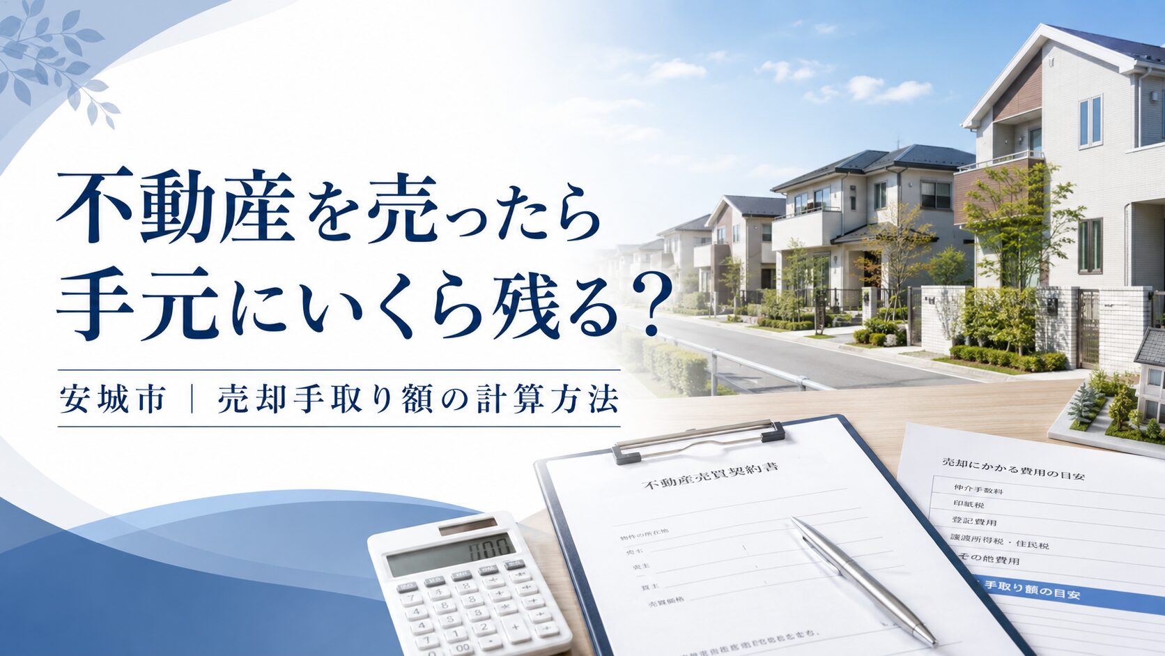 安城市で不動産を売ったら手元にいくら残る？売却手取り額の計算方法