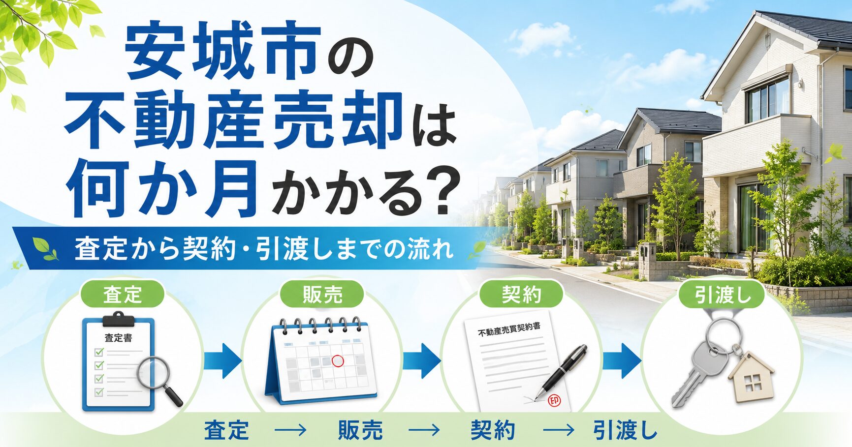 安城市の不動産売却は何か月かかる？査定から契約・引渡しまでの流れ