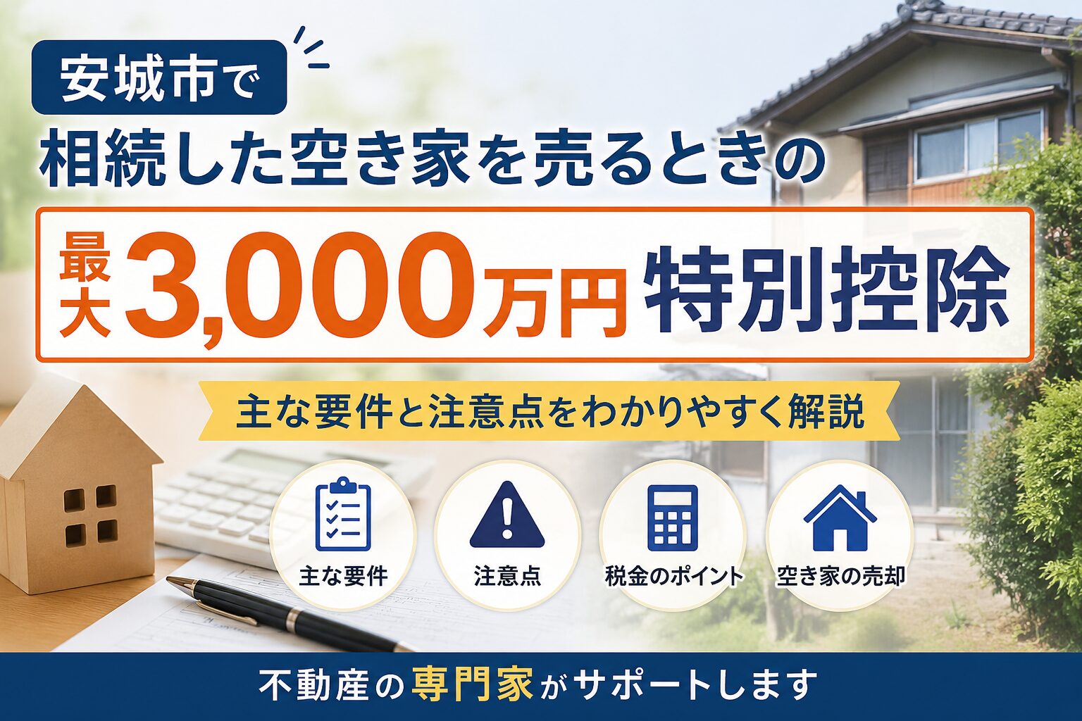 安城市で相続した空き家を売るときの3,000万円特別控除｜主な要件と注意点