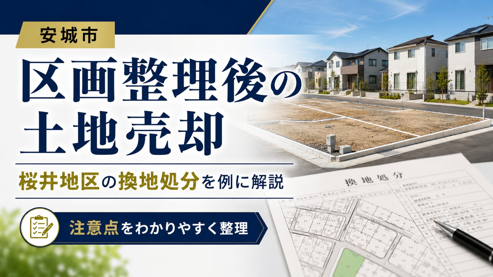 安城市で区画整理が終わった土地を売るときの注意点｜桜井地区の換地処分を例に解説