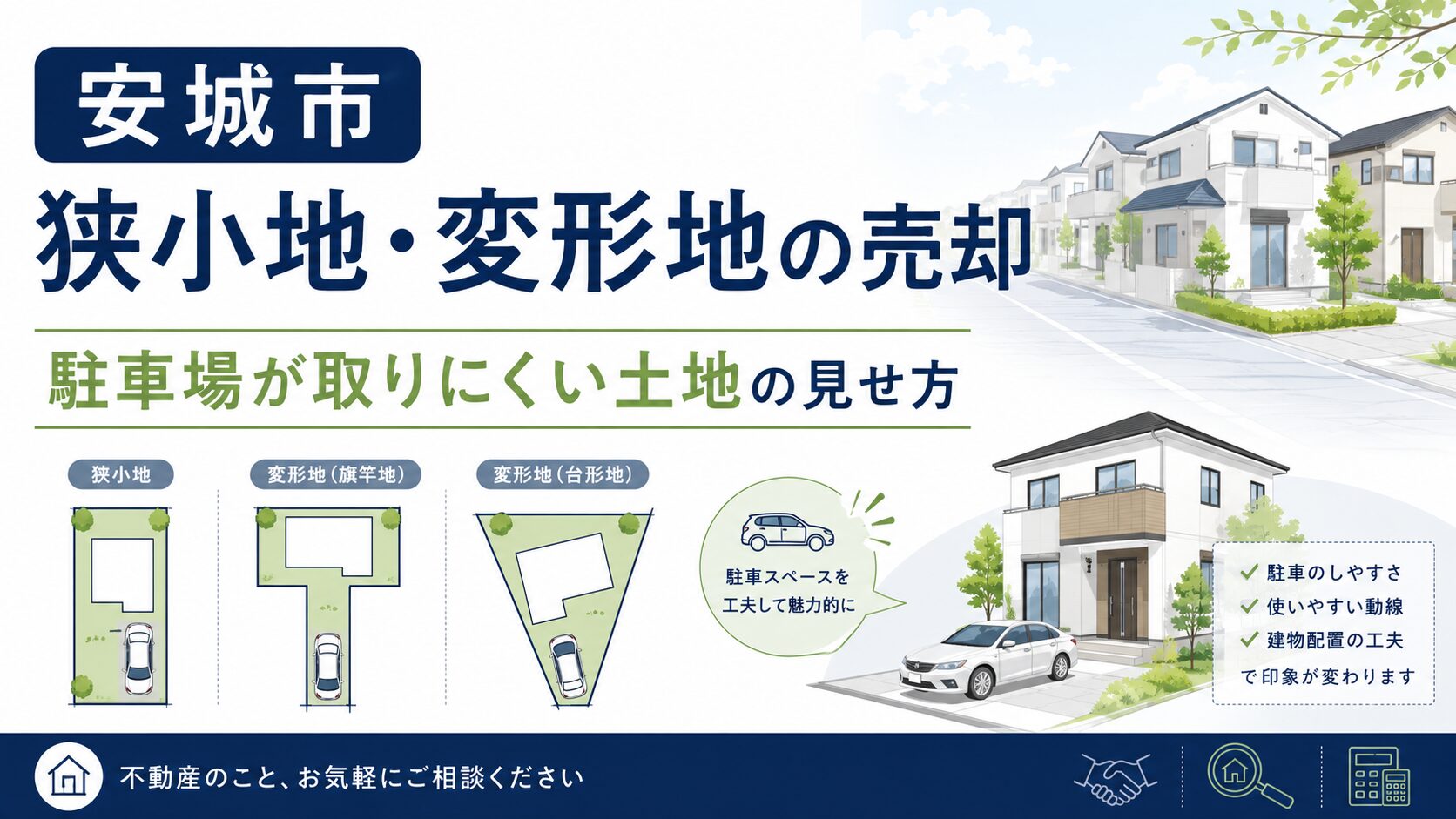 安城市で狭小地・変形地を売る注意点｜駐車場が取りにくい土地の見せ方