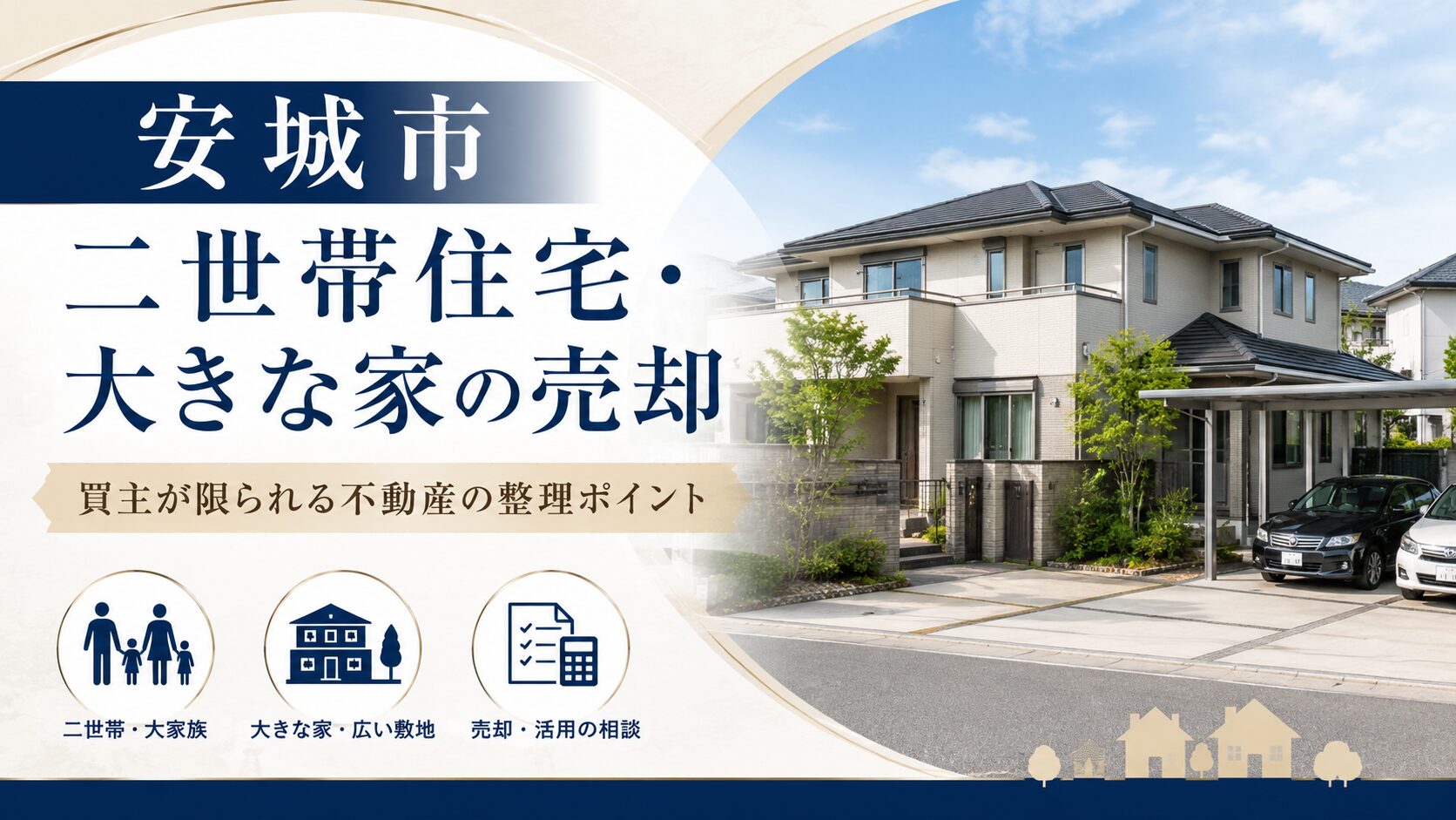 安城市で二世帯住宅・大きな家を売るときは、通常の戸建てとは売り方を分けて考えることが大切です